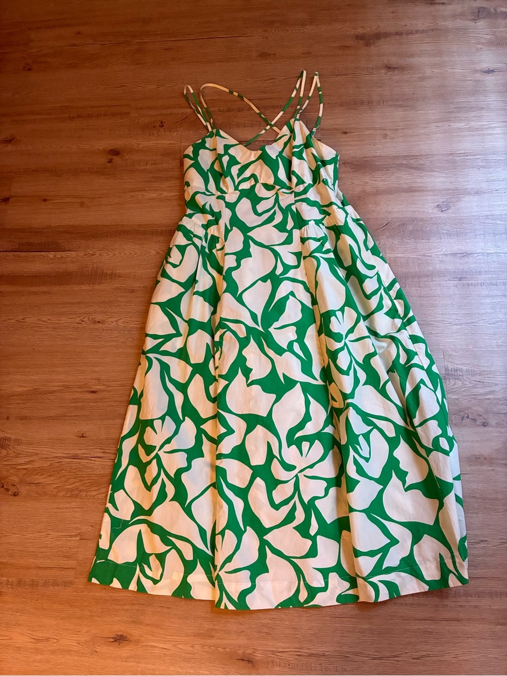 a new day Green and White Floral Print Midi Dress